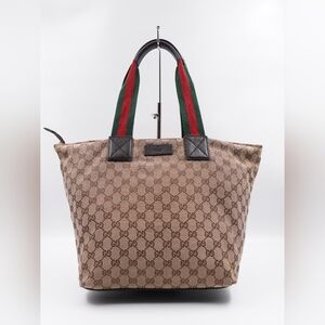 BZ05 💚 Gucci GG Monogram Sherry Line Zipper Tote